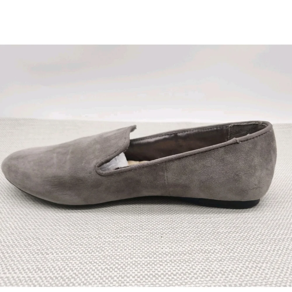 Birdies Size 8 Gray Leather  Suede Flats Loafer Slip On Women Comfort Shoes